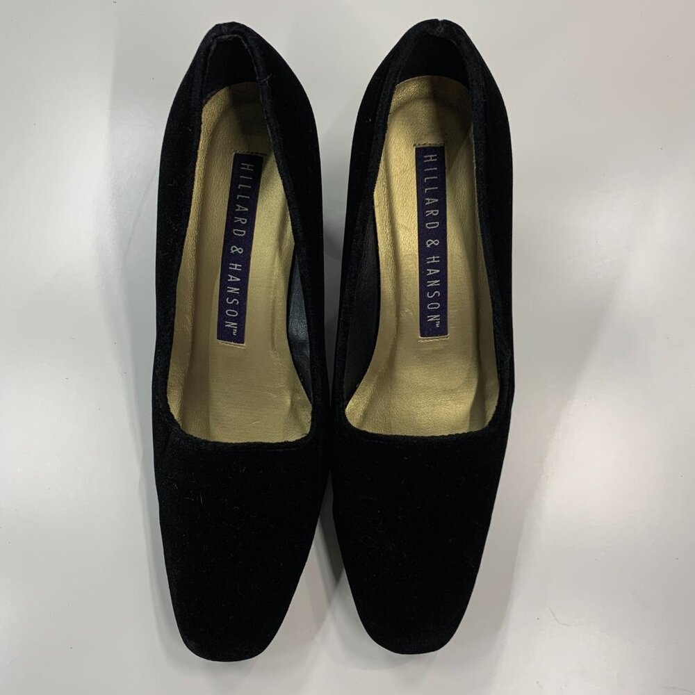 Hillard & Hanson, Black velvet heels, 3", Women 6M